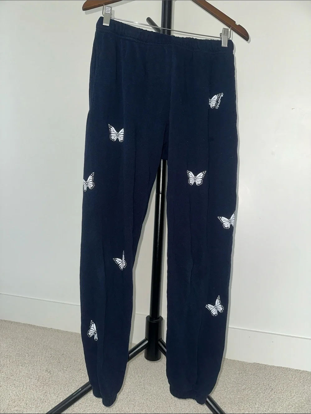 Revolve Lauren Moshi Navy Butterfly Zip Hoodie & Joggers Set